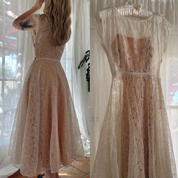 American Vintage Dresses & Skirts - 1940s sweetheart lace fit n flare dress